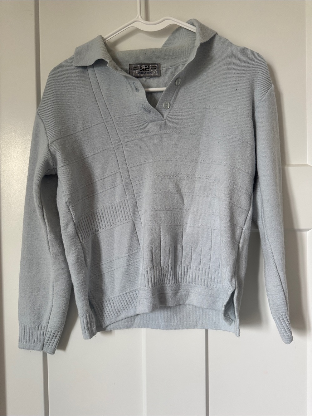 Vintage Bolyon Light Blue Knit Polo Sweater